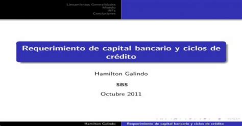 Requerimiento De Capital Bancario Y Ciclos De Cr Dito Entre Las