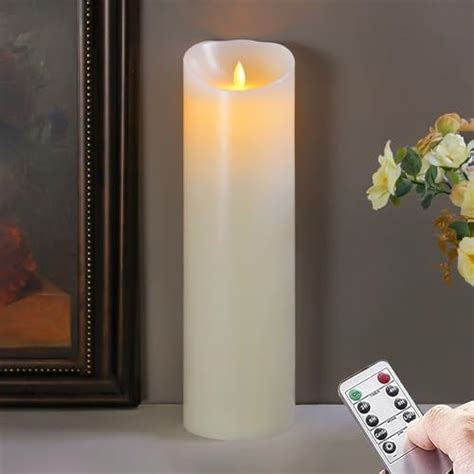 Yeelida Flameless 10cm X 35cm Timer Ivory Large Led Candles With Remote