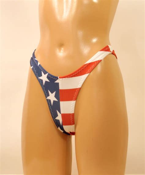 American Flag High Neck Halter Bikini Top High Hip Cheeky Etsy