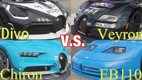 Bugatti Divo Vs Bugatti Chiron Vs Bugatti Veyron Vs Bugatti Eb110 Youtube