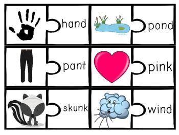 Ending Consonant Blends Matching Game St Sk Sp Nd Nt Nk Mp Ft