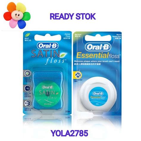 Jual Oral B Essential Floss Satin Dental Floss Benang Gigi 50 M 50m