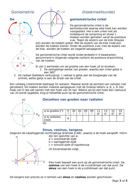 Goniometrie Samenvatting Algemene Natuurkunde Anton De Kom