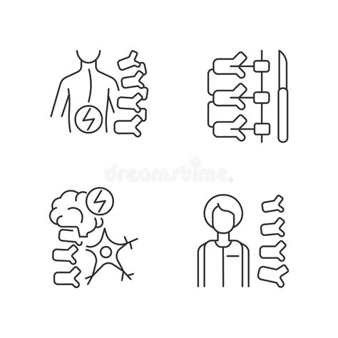 Spinal Column Disorders Linear Icons Set Stock Vector Illustration Of