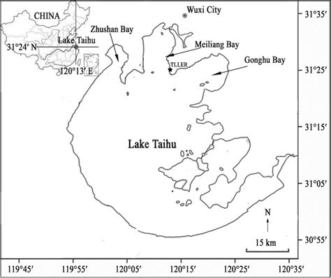 Map of Lake Taihu and location of the Taihu Laboratory for Lake ...