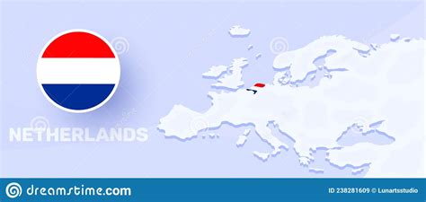 Netherlands Map Flag Banner Vector Illustration With A Map Of Europe