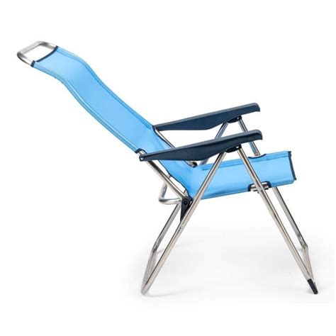 Chaise De Plage Pliante Solenny 5 Positions Dossier Anatomique Bleu