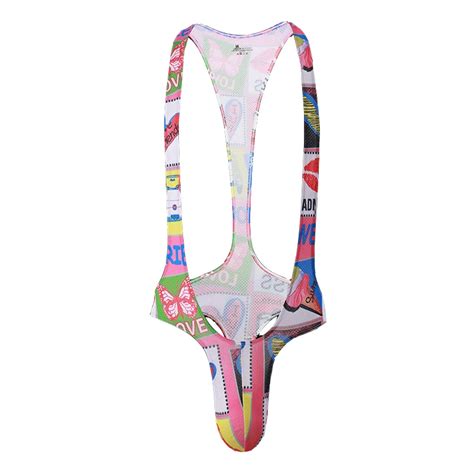 Printed Gay Men Bodysuit Singlet Thong Options Queerks