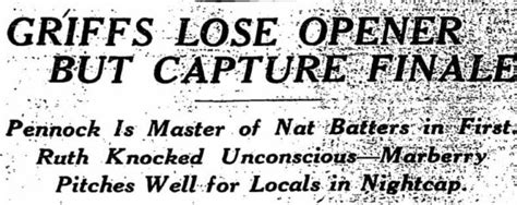 Babe Ruth Runs Into Wall Knocked Unconscious