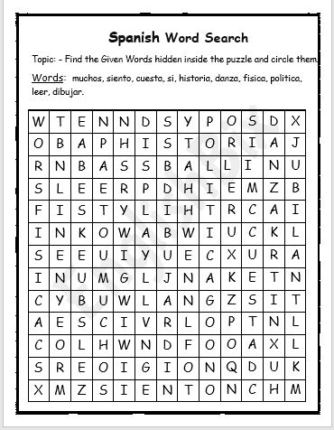 Spanish Word Search Puzzles Printable Englishbix