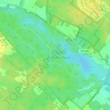 Parvin State Park topographic map, elevation, terrain