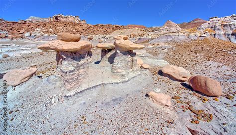 Three hoodoos in a triangular formation in Devil's Playground called ...