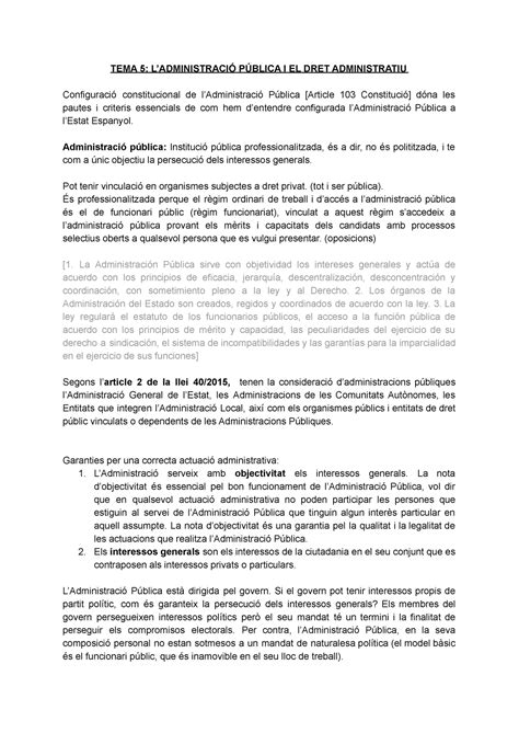 Tema Dret Definitivo Tema Tema Ladministraci P Blica I El