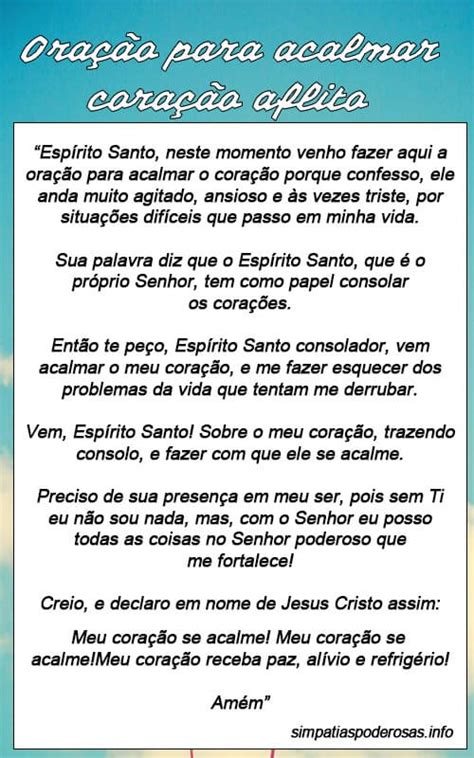 Oração Do Espírito Santo Para Acalmar O Coração - Oração para Acalmar Coração Aflito - Muito Poderosa