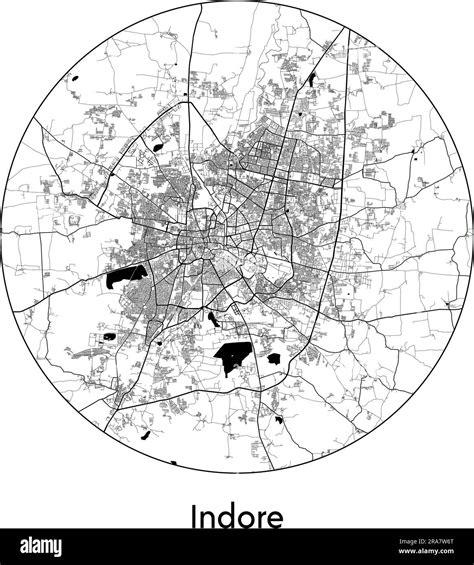 City Map Indore India Asia Vector Illustration Black White Stock Vector