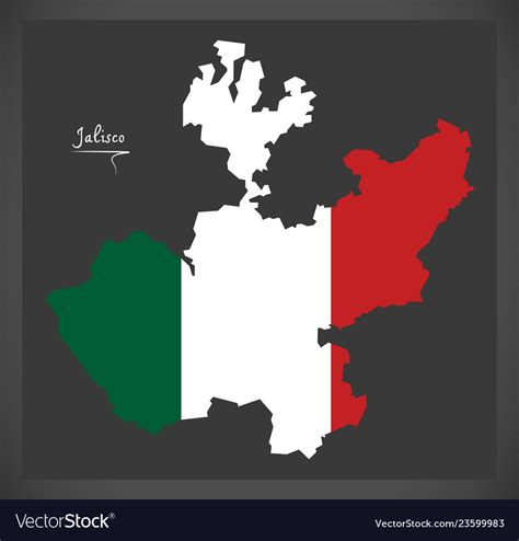 Jalisco map with mexican national flag Royalty Free Vector