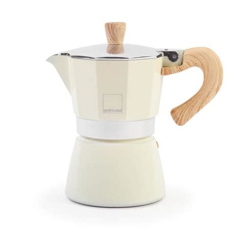 Cafetière moka 6 tasses en aluminium pour induction coloris beige