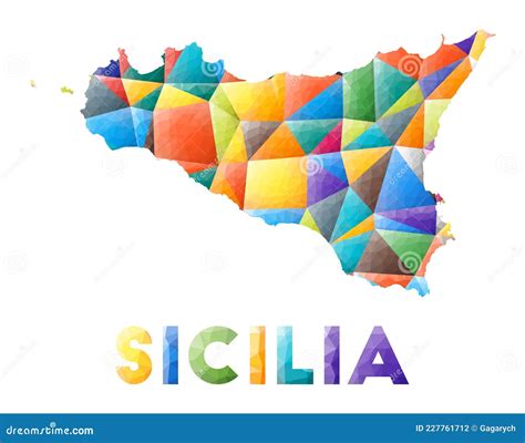 Low Poly Map Of Sicilia Cartoon Vector Cartoondealer