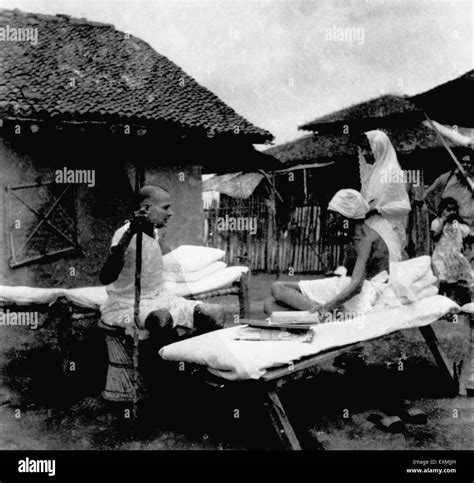 Mahatma Gandhi with Jamnalal Bajaj and Rajkumari Amrit Kaur at Sevagram Ashram ; 1942 NO MR ...