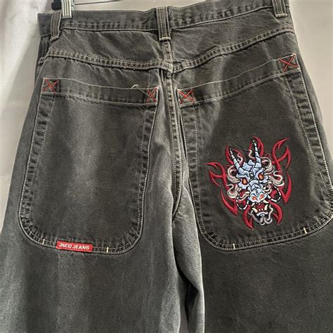 Authentic Jnco Jeans Rare Greyblack Wash W Dragon Depop