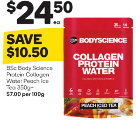 Bsc Body Science Protein Collagen Water Peach Ice Tea 350g Offer At