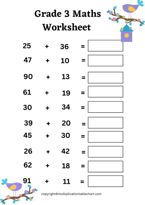 Grade 3 Maths Worksheet Multiplication Table