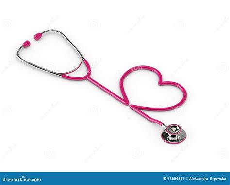 3d Rendered Pink Stethoscope with Heart Isolated Over White Stock ...