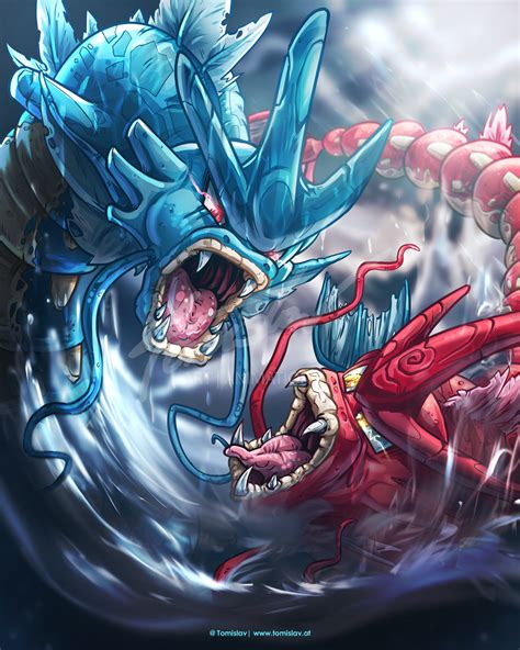 Gyarados Vs Shiny Gyarados X Pokemon Fan Art By Tomislavartz On Deviantart