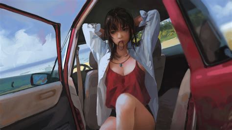 Anime Girl Car 4k 2553a Wallpaper Pc Desktop