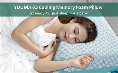 Youmako Cooling Memory Foam Pillow 1 Pack Standard Pillow Premium Cooling And Cozy Ventilated