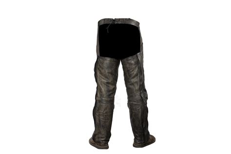 Distressed Brown Leather Motorcycle Chaps With Leather Belt Hasbro