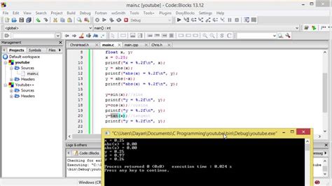 C Programming Sin Cos Tan Math Functions Youtube