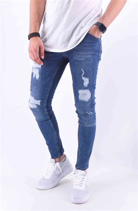 Jeans Skinny Bleu Degrade Destroy Homme