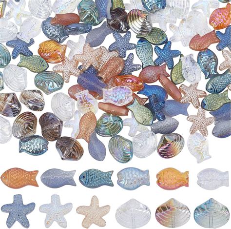 Amazon Sunnyclue Box Pcs Sea Glass Beads Glass Fish Beads