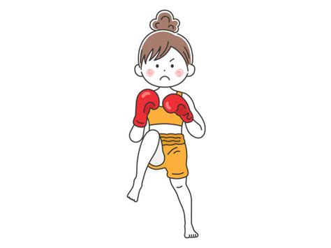 Kick Boxing Woman White Background Stock Vectors Istock