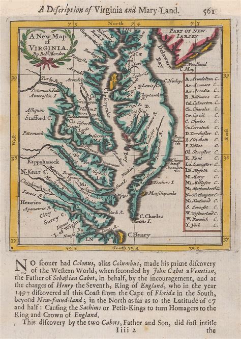 Robert Morden Rare Map Of The Chesapeake Bay 1688 The Map House