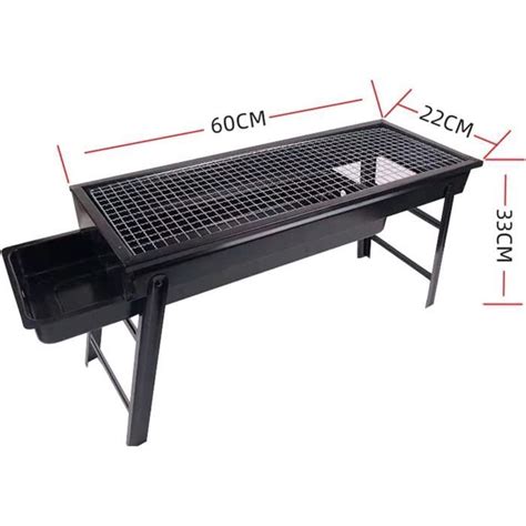 Grille De Charbon De Bois Portable Noir Portable En Acier Inoxydable