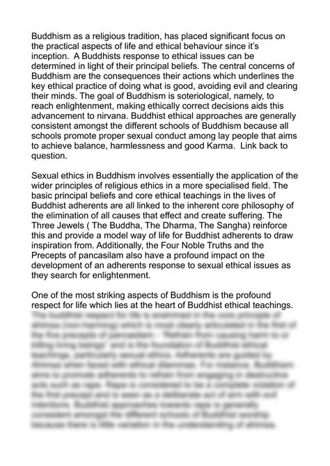 Buddhism Sexual Ethics Essay Studies Of Religion Ii Year 12 Hsc