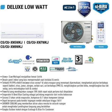 Jual AC Panasonic CS CU XN7WKJ Deluxe ALowa 3 4 PK R32 Shopee