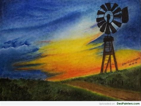 Painting Of A Summer Sunset Scene - Desi Painters