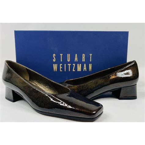 Y2K Stuart Weitzman Womens 7AA Patent Leather Square Gem