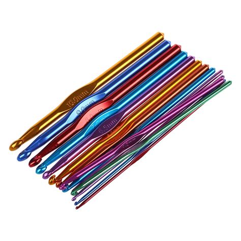 Sizes Multi Coloured Aluminum Crochet Hooks Needles Set Mm Mm In