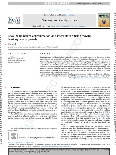 PDF Local Geoid Height Approximation And Interpolation Using Moving