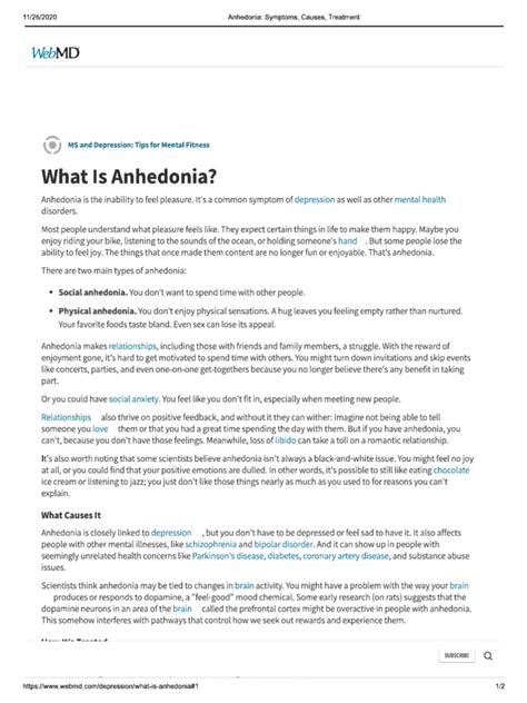 Anhedonia - Symptoms, Causes, Treatment