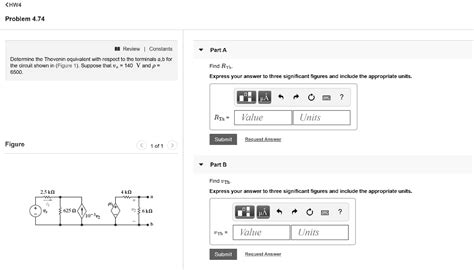 SOLVED HW4 Problem 4 74 Review Constants Part A Determine The Thevenin