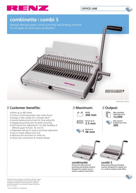 Renz Combi S Manual Comb Binding Machine Made In Germany Office