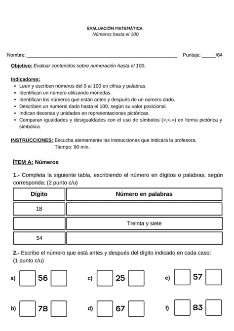 Ev Matem Tica Do B Sico N Meros Hasta El Profe Social