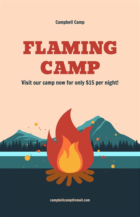 Campfire Poster Template in PSD, Illustrator, Word, Publisher, Pages