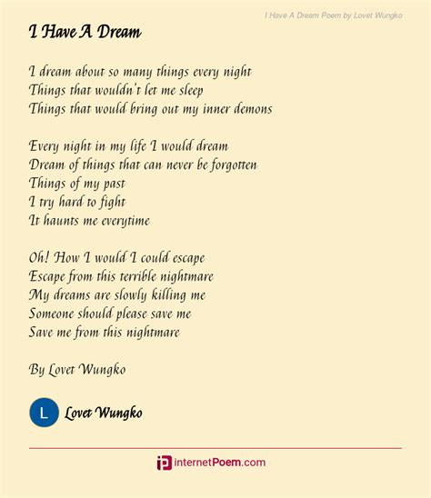 I Have A Dream Poem by Lovet Wungko