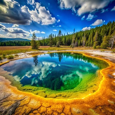 Premium Photo Yellowstone National Park Landscapes With Morning Glory Pool